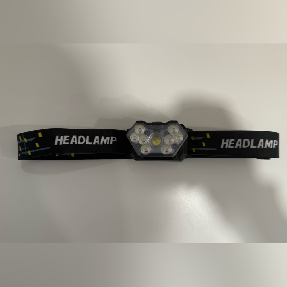 LED Headlamp with Adjustable Black Strap